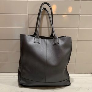 J Jill Leather Shopper Tote XL Charcoal